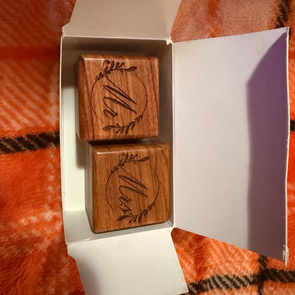 Wooden Mr. and Mrs. Wedding Ring Box Set